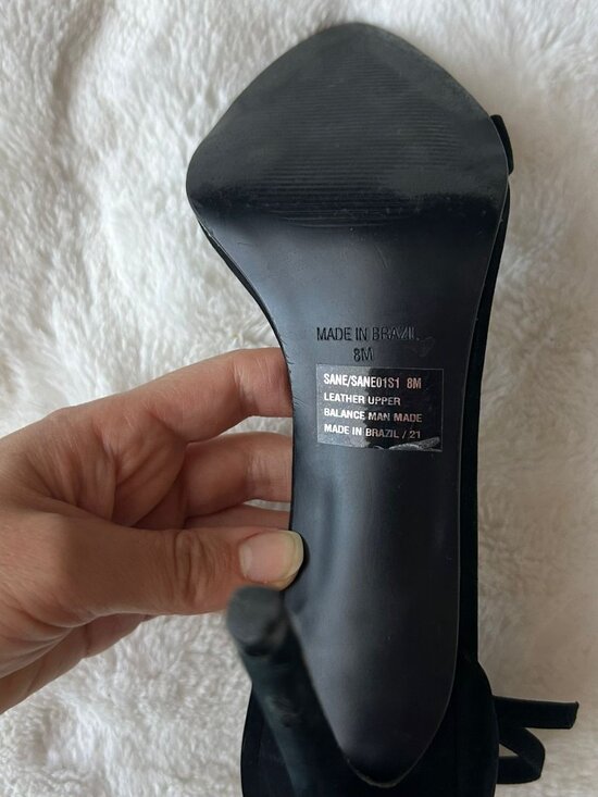 Steve Madden Women’s Size 8 Irenee Black Heeled Suede Sandals Straps - Picture 5 of 5